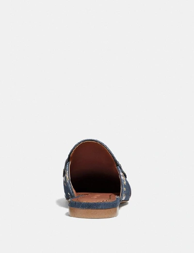 Shop Coach Faye Loafer Slide With Painted Floral Bow Print - Women's In Denim