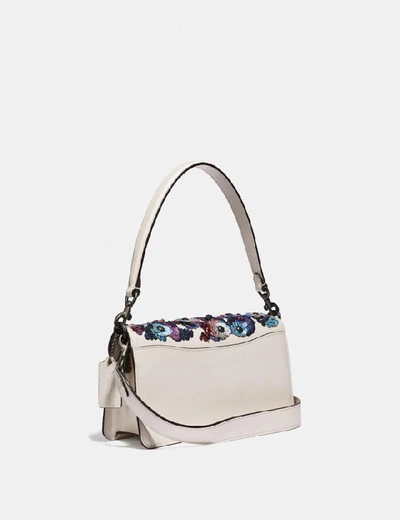 Shop Coach Tabby Shoulder Bag 26 With Leather Sequins In Pewter/chalk