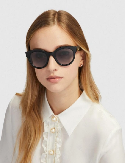 Shop Coach Signature Round Sunglasses In Black/tort Glitter Sig C