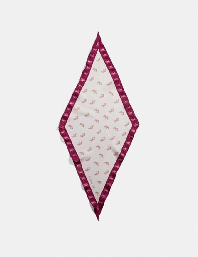 Shop Coach Party Pig Silk Diamond Scarf In Chalk