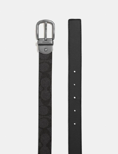 Shop Coach Harness Buckle Reversible Belt, 25mm In Ni/black Charcoal
