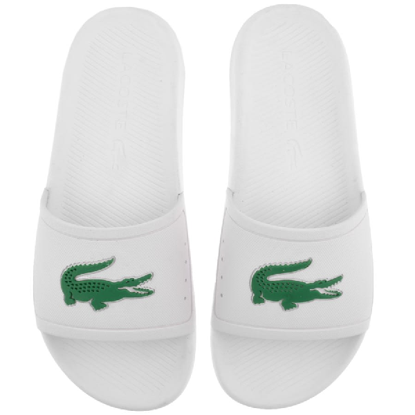 lacoste sliders white mens