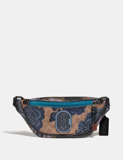 Shop Coach Mini Rivington Belt Bag In Signature Canvas With Kaffe Fassett Print - Women's In V5/tan Blue Multi
