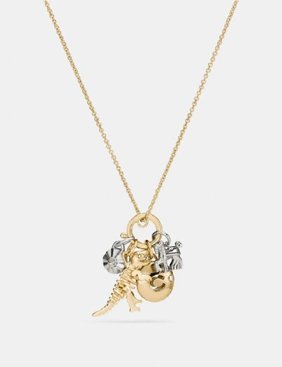 Shop Coach Rexy Skull Charm Set Necklace - Women's In Silver/gold
