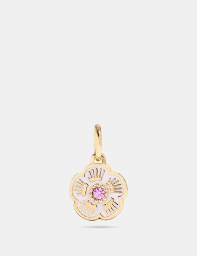 Shop Coach Tea Rose Charm In Ice Pink/gold