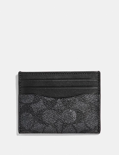 Shop Coach Card Case In Signature Canvas In Charcoal