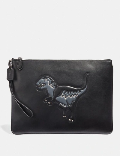 Shop Coach Pouch 30 With Rexy In Black