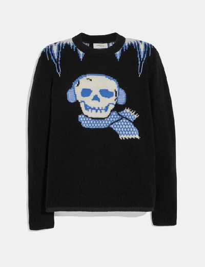 Shop Coach Bonesy Crew Neck Sweater In Black