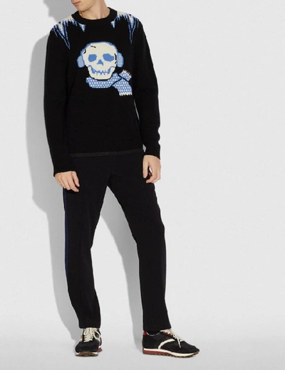 Shop Coach Bonesy Crew Neck Sweater In Black