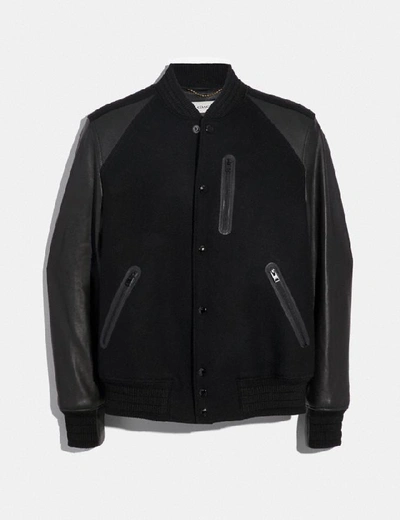 Shop Coach Rexy Varsity Jacket In Black