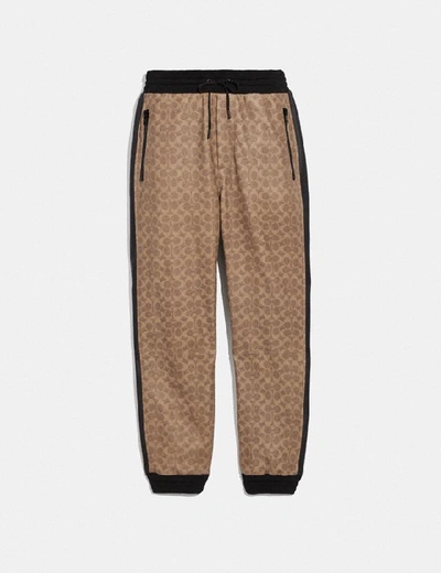 Shop Coach Signature Varsity Track Pants - Men's In Khaki Signature