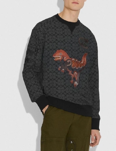 Shop Coach Rexy By Creative Artists Crewneck Sweatshirt In Black Signature