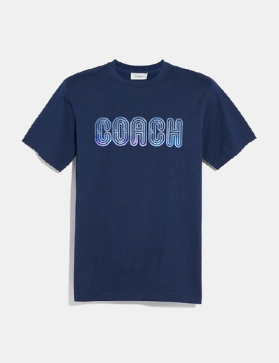 Shop Coach Embroidered  Print T Shirt In Dark Blue
