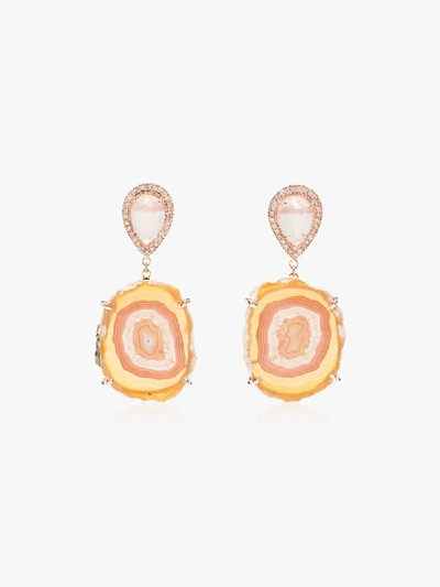 Shop Jacquie Aiche 14k Rose Gold Moonstone Agate Diamond Drop Earrings