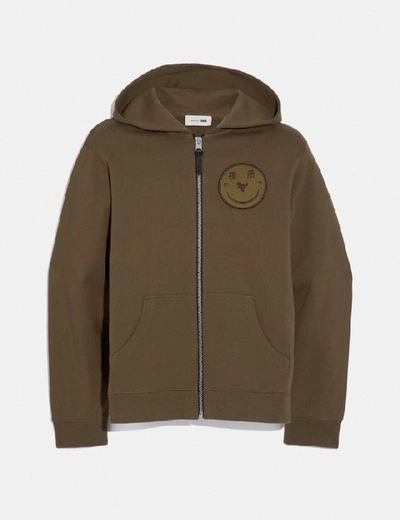 Shop Coach Rexy By Yeti Out Zip Hoodie In Olive