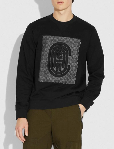 Shop Coach Retro Signature Sweatshirt In Black