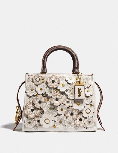 Shop Coach Rogue 25 With Tea Rose In Chalk/brass
