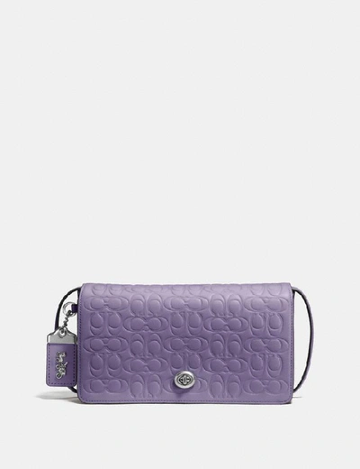 Shop Coach Dinky In Signature Leather - Women's In Dusty Lavender/silver