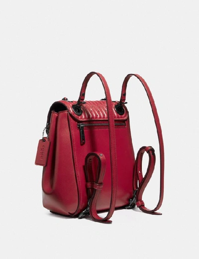 Shop Coach Parker Convertible Backpack 16 With Quilting And Rivets - Women's In Red Apple/pewter