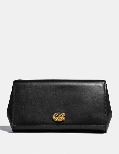 Shop Coach Alexa Turnlock Clutch In Black/brass