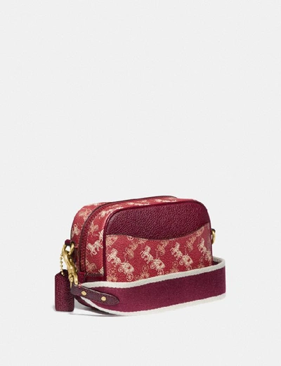 Shop Coach Lunar New Year Camera Bag 16 With Horse And Carriage Print And Varsity Stripe - Women's In Brass/red Deep Red