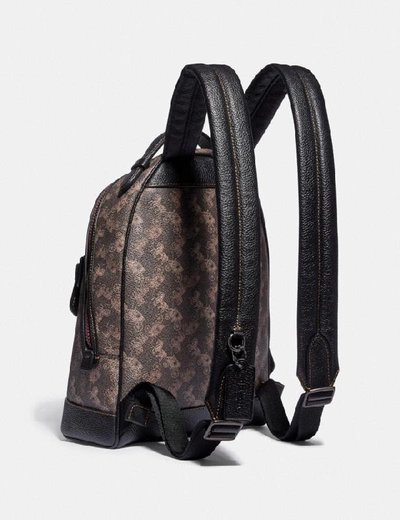 Shop Coach Barrow Backpack With Horse And Carriage Print And Varsity Stripe - Women's In Pewter/brown Black