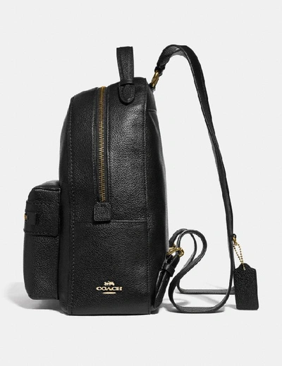 Shop Coach Campus Backpack In Black/light Gold