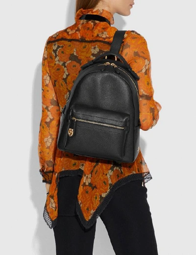 Shop Coach Campus Backpack In Black/light Gold