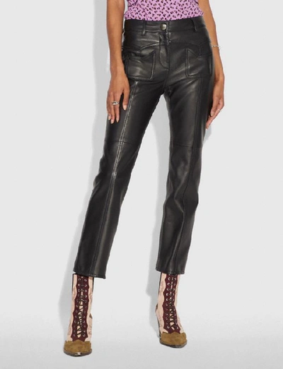 Shop Coach Leather Pants - Women's In Black