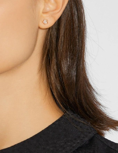 Shop Coach Signature Moonstar Stud Earrings In Rose Gold/grey