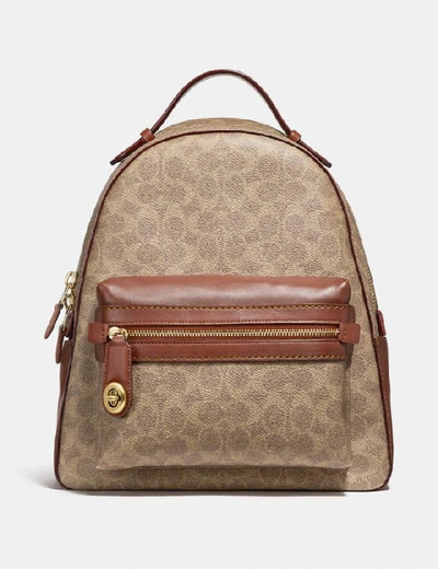 Shop Coach Campus Backpack In Signature Canvas In Tan Rust/brass