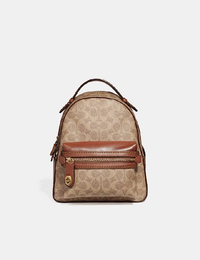 Shop Coach Campus Backpack 23 In Signature Canvas In Tan Rust/brass