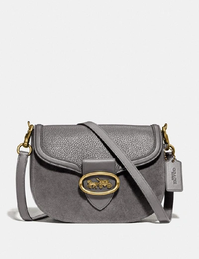 Shop Coach Kat Saddle Bag In Heather Grey/brass