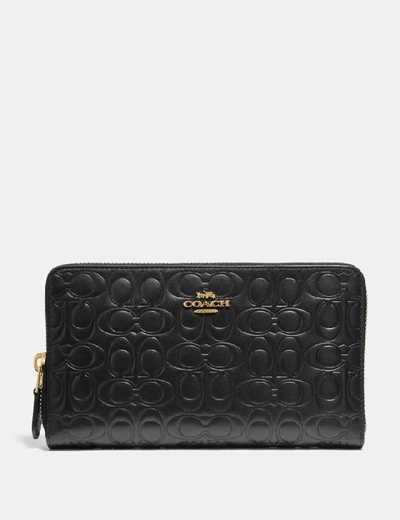 Shop Coach Continental Wallet In Signature Leather In Gold/black