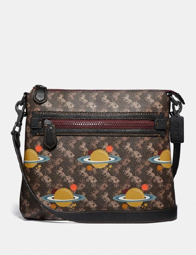 Shop Coach Olive Crossbody With Horse And Carriage Print And Planets - Women's In Pewter/brown Black