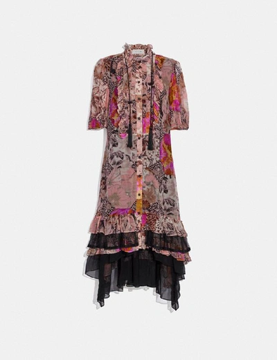 Shop Coach Long Tent Dress With Kaffe Fassett Print - Women's In Peach/pink