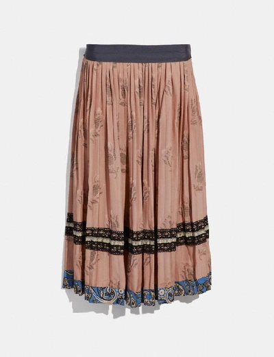 Shop Coach Tulip Print Pleated Skirt - Women's In Nude Pink