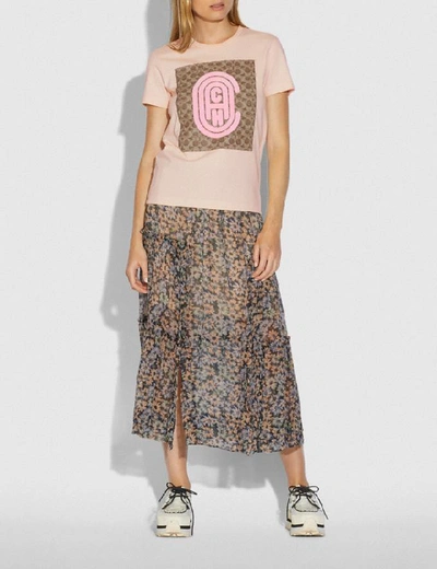 Shop Coach Fitted Retro Signature T-shirt In Pink