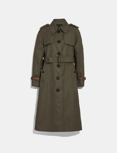 Shop Coach Cotton Trench Coat - Women's In Military