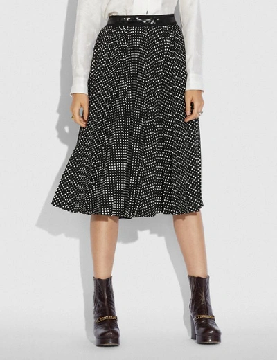 Shop Coach Micro Dot Pleated Skirt - Women's In Black