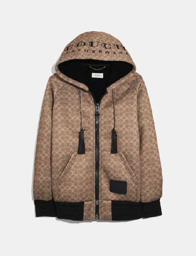 Shop Coach Signature Oversized Hoodie - Women's In Brown Multicolor