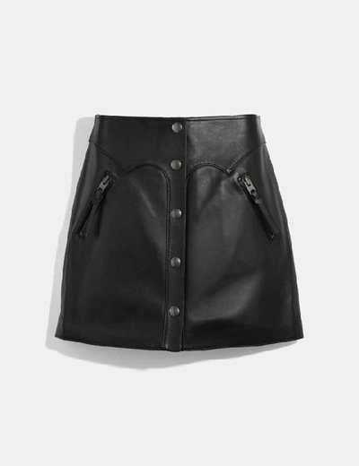 Shop Coach Leather Skirt - Women's In Black