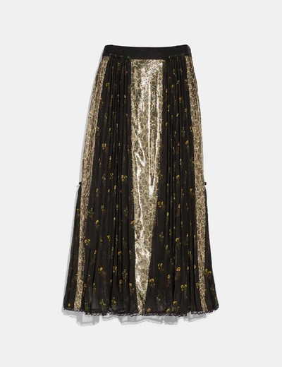 Shop Coach Long Pleated Skirt - Women's In Gold