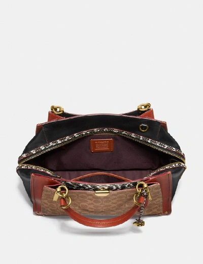 Shop Coach Dreamer 36 In Signature Canvas With Snakeskin Detail In Tan/black Multi/brass