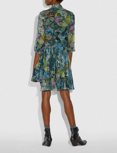 Shop Coach Asymmetrical Dress With Kaffe Fassett Print - Women's In Blue Green
