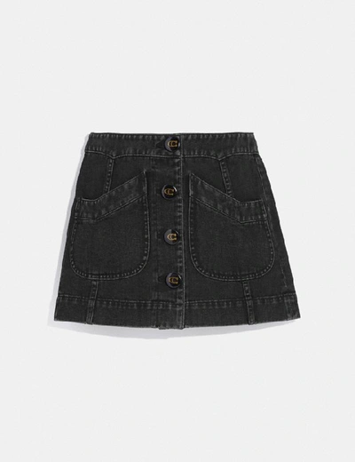 Shop Coach Denim Skirt In Black