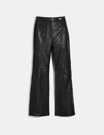Shop Coach Leather Flare Trousers In Black