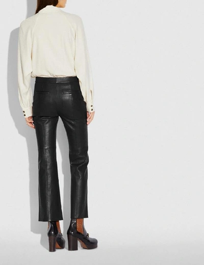 Shop Coach Leather Flare Trousers In Black