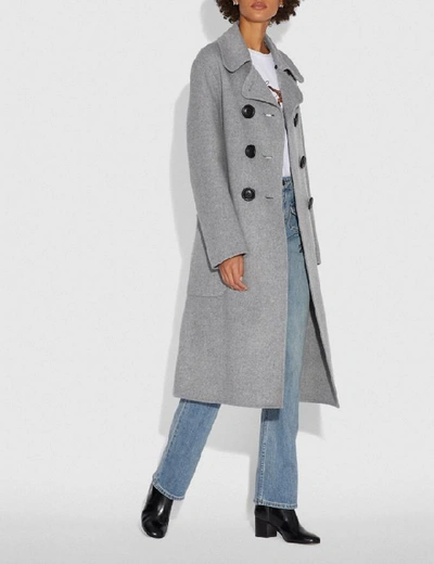 Shop Coach Luxury Wool Trench Coat - Women's In Grey Melange