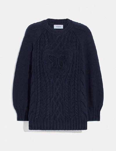 Shop Coach Butterfly Aran Sweater - Women's In Navy